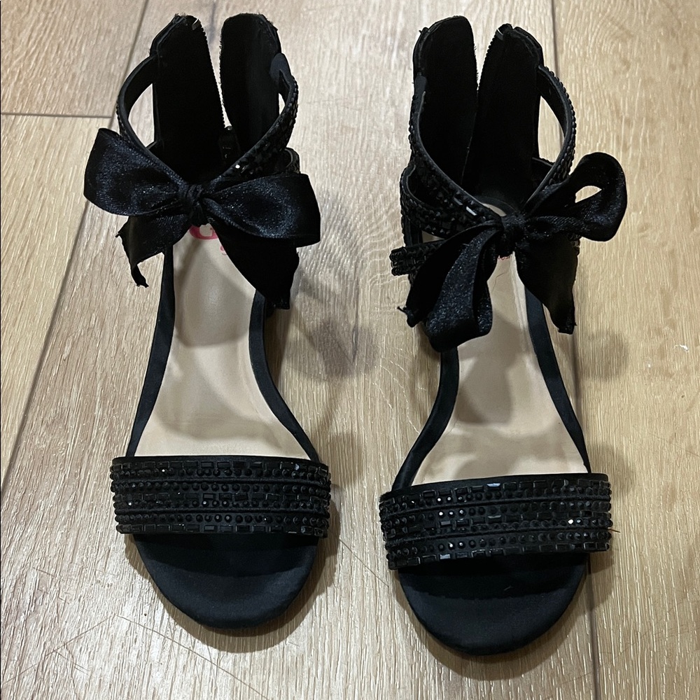 Elegant Black Bow Girls Dress Shoes